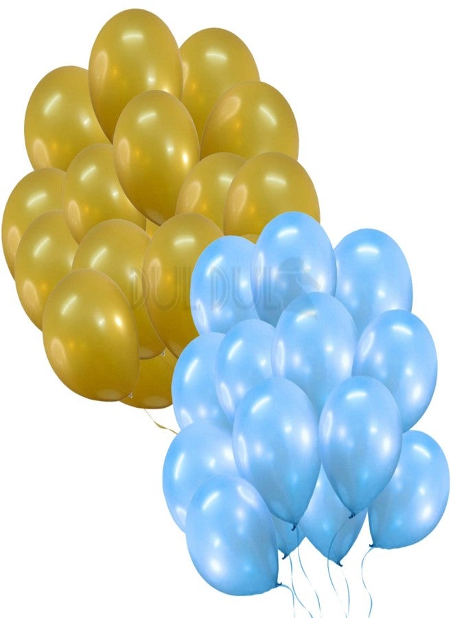 DUL DUL Golden & Blue Color Metallic latex balloons - metallic balloons pack of 25 Pcs Golden & 25 Pcs Blue Color Balloons for party decoration,metallic balloons blue and gold (GOLDEN & BLUE, 50)